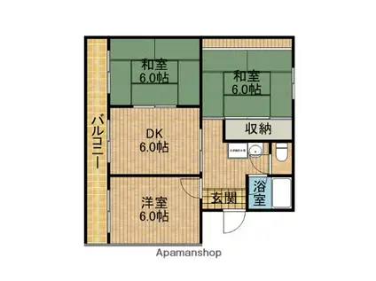 コーポ三和(3DK/2階)の間取り写真