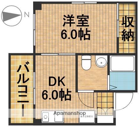 ホームズハタゴ(1DK/3階)の間取り写真