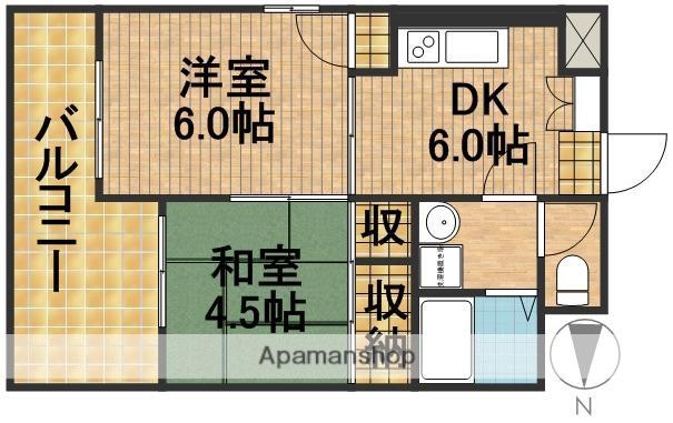 ホームズハタゴ(2DK/4階)の間取り写真
