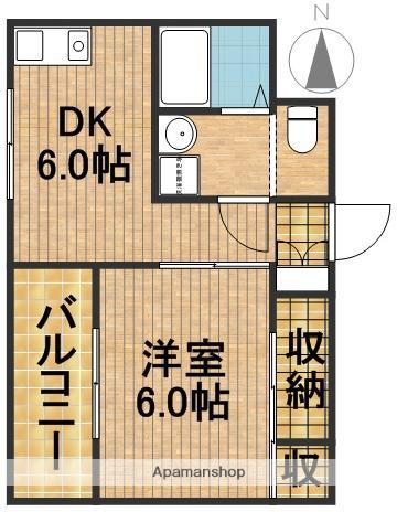 ホームズハタゴ(1DK/3階)の間取り写真