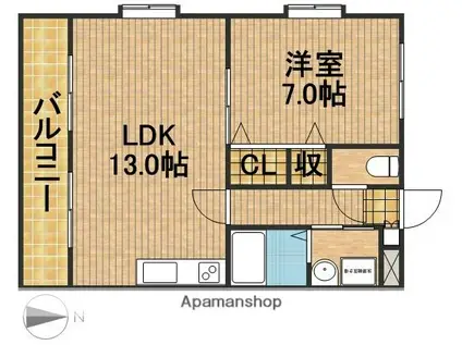 ラ・セフィーロⅦ(1LDK/1階)の間取り写真