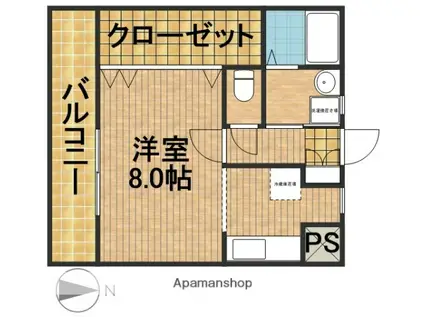 磐田ヒルズⅡ(1K/2階)の間取り写真