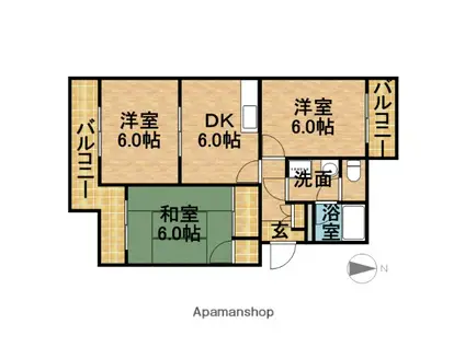 グランメール(3DK/2階)の間取り写真