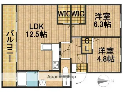 コーポラス高陽台(2LDK/1階)の間取り写真