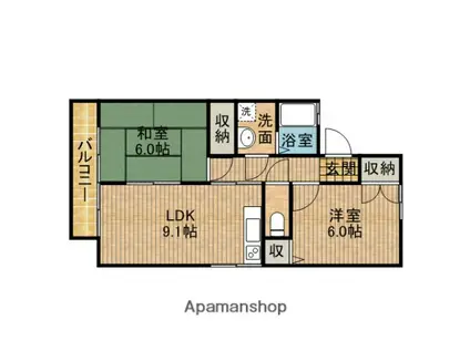 クレージュ B(2LDK/2階)の間取り写真