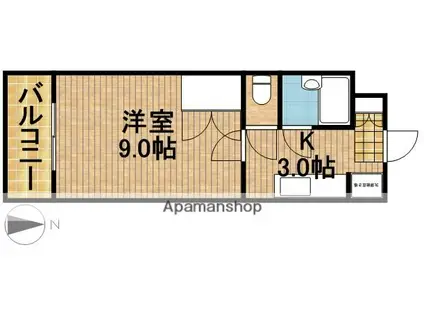 ラピスリーオ(1K/4階)の間取り写真