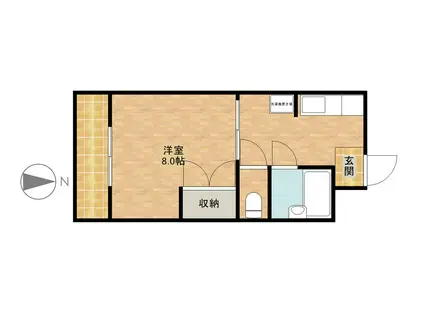 メルベーユⅠ(1DK/4階)の間取り写真