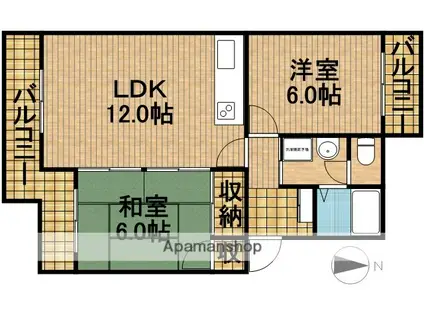 WINDY宮の前Ⅱ(2LDK/3階)の間取り写真