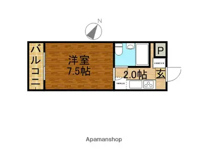 スペースパシフィー(1K/1階)の間取り写真