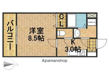 オーナメント(1K/4階)の間取り写真