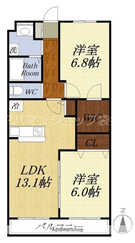 ジーエスガーデン(2LDK/3階)の間取り写真