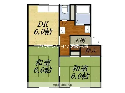 サンワードハイツ(2DK/2階)の間取り写真