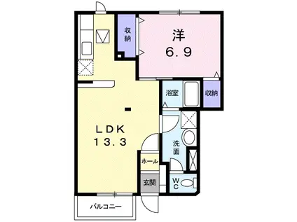 遠州鉄道 遠州小林駅 徒歩13分 2階建 築28年(1LDK/1階)の間取り写真