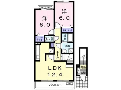 MEI AVENUE(2LDK/2階)の間取り写真