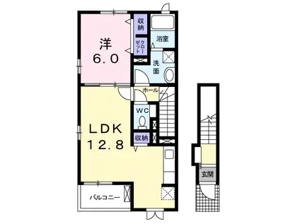 グランツきたじまⅡ(1LDK/2階)の間取り写真