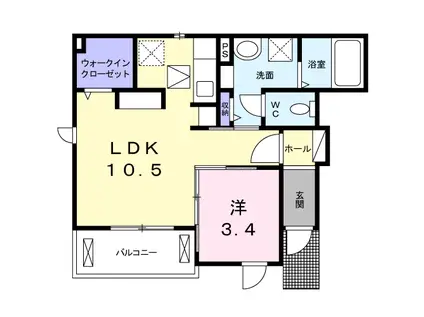 ラティア(1LDK/1階)の間取り写真
