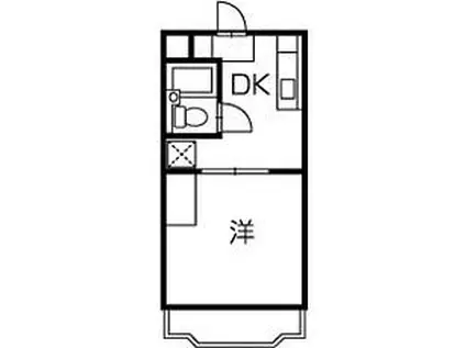 グリーンビレッジ(1DK/2階)の間取り写真