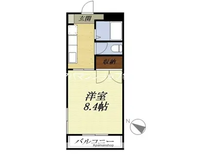 ツインシャトー富ヶ丘(1DK/2階)の間取り写真