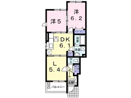 エクセレントアベリア(2LDK/1階)の間取り写真