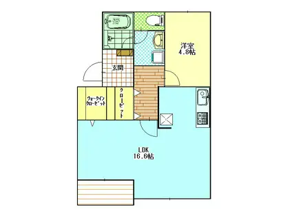 ハイツテクトピア掛川II(1LDK/1階)の間取り写真