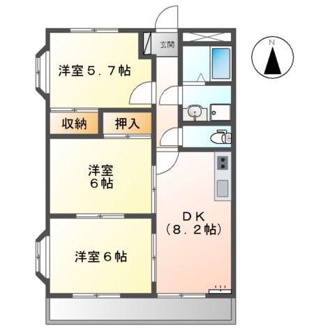 エクセレンスガーデン(3DK/1階)の間取り写真