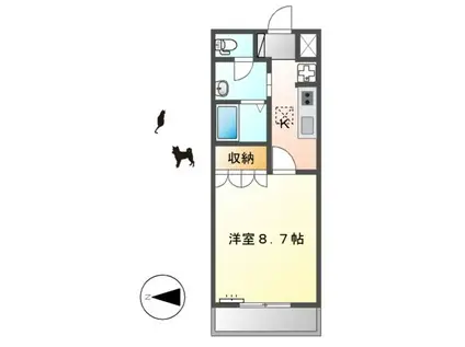 スカイリーフ(1K/1階)の間取り写真