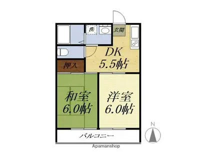 コスモハイツ松本(2DK/1階)の間取り写真