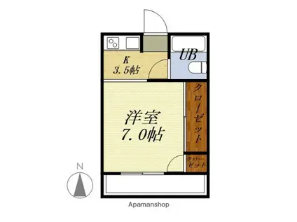 青雲荘(1K/2階)の間取り写真