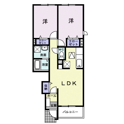 ブローテΒ(2LDK/1階)の間取り写真