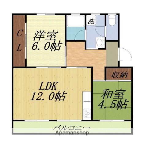 第1パークサイドマンション(2LDK/3階)の間取り写真