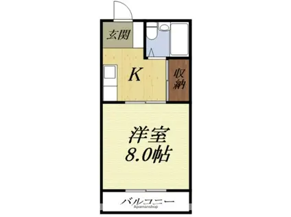 山田コーポA(1K/2階)の間取り写真