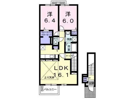 トーラスⅢ(2LDK/2階)の間取り写真