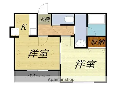 ジュネス半田山(1LDK/1階)の間取り写真