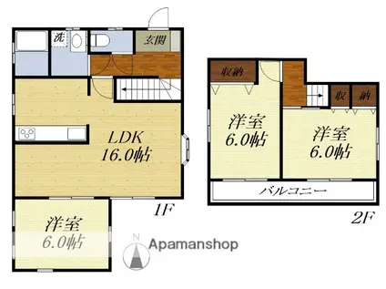 東海道本線 袋井駅 徒歩33分 2階建 築24年(3LDK)の間取り写真