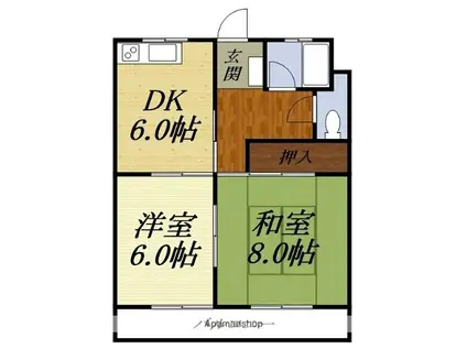 サンフラワーII(2DK/3階)の間取り写真