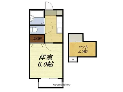 ベル東海(1K/2階)の間取り写真