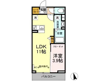 フロンティアAH(1LDK/3階)の間取り写真