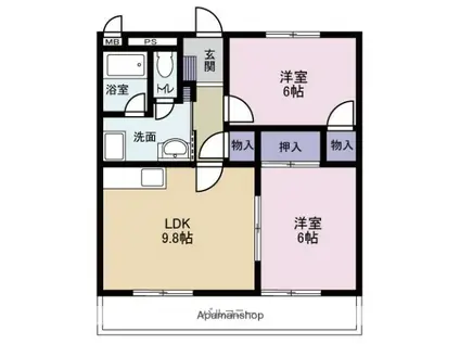 VPマンションIII(2LDK/2階)の間取り写真