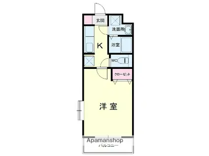 カウベルI(1K/3階)の間取り写真