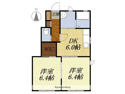 リ・プリマヴェーラI(2DK/1階)の間取り写真