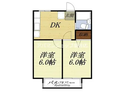 彩輝8A(2DK/2階)の間取り写真