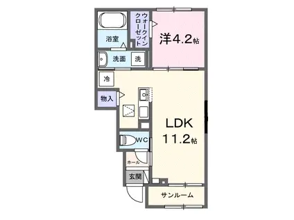 ヒカルサ見付サウスⅡ(1LDK/1階)の間取り写真