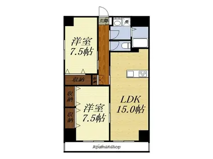 MP X番館(2LDK/3階)の間取り写真