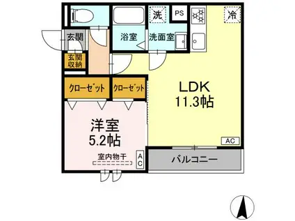 D-HILLS上西郷(1LDK/2階)の間取り写真