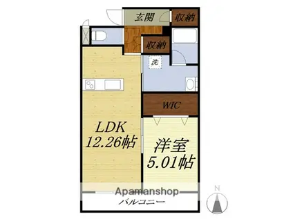 フロイデミーツ半田山(1LDK/1階)の間取り写真