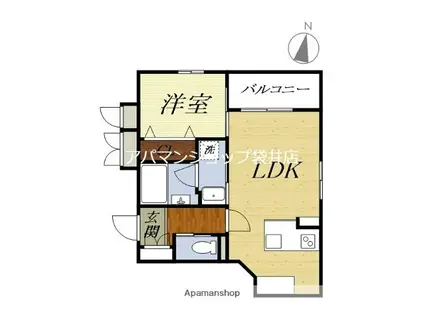 FELSEN DREI(1LDK/1階)の間取り写真