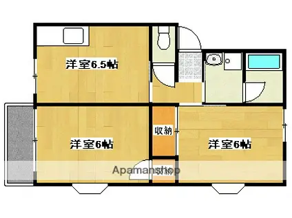 メインライトII(2DK/2階)の間取り写真