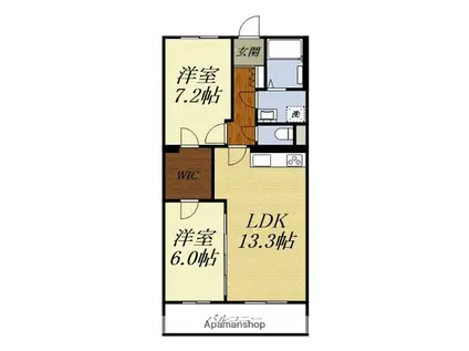 スウィートベル(2LDK/2階)の間取り写真