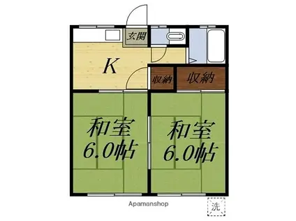 イトウハイツII(2K/1階)の間取り写真