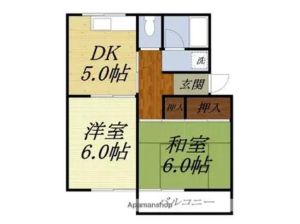 コーポ秋桜I(2DK/1階)の間取り写真